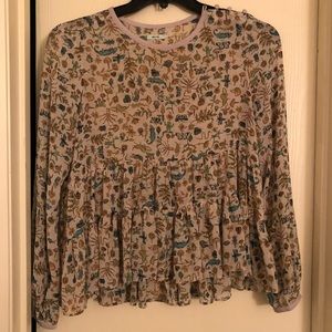 Sheer Ruffle Insect Print Top